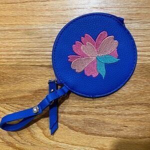 *NOE* Blue x Floral Round Zipper Change Purse Bag